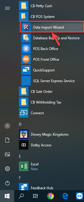 เปิดโปรแกรม โดยคลิกที่ Data Import Wizard